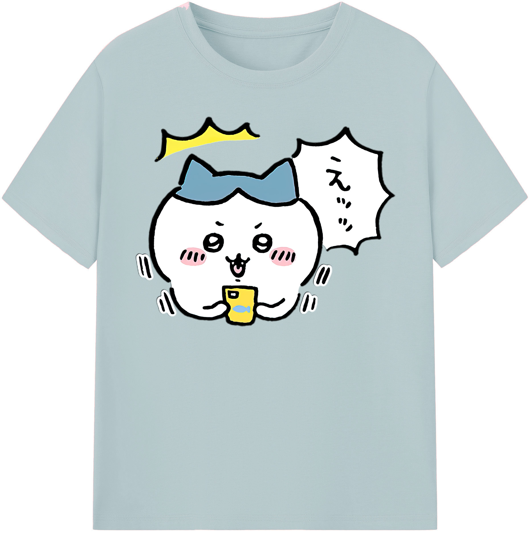 （画像用） ちいかわ ハチワレ Chii-kawa hachiware 綿100％半袖Tシャツ（フロントプリント）